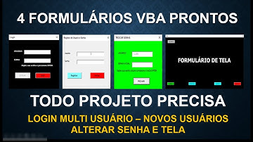 FORMULÁRIO de LOGIN MULTI USUÁRIO no EXCEL - BAIXAR 4 FORMULÁRIOS VBA PRONTO