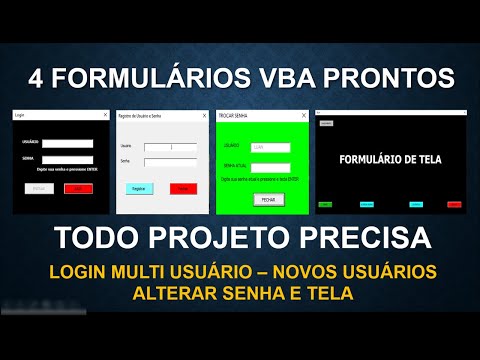 FORMULÁRIO de LOGIN MULTI USUÁRIO no EXCEL - BAIXAR 4 FORMULÁRIOS VBA PRONTO