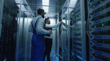 Technicians Installing Server Racks Stock Video