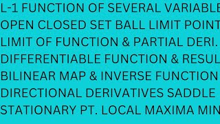 Lec1 Real Analysis Function Of Several Variables(Multivarible) Limit Continuity Partial Derivatives
