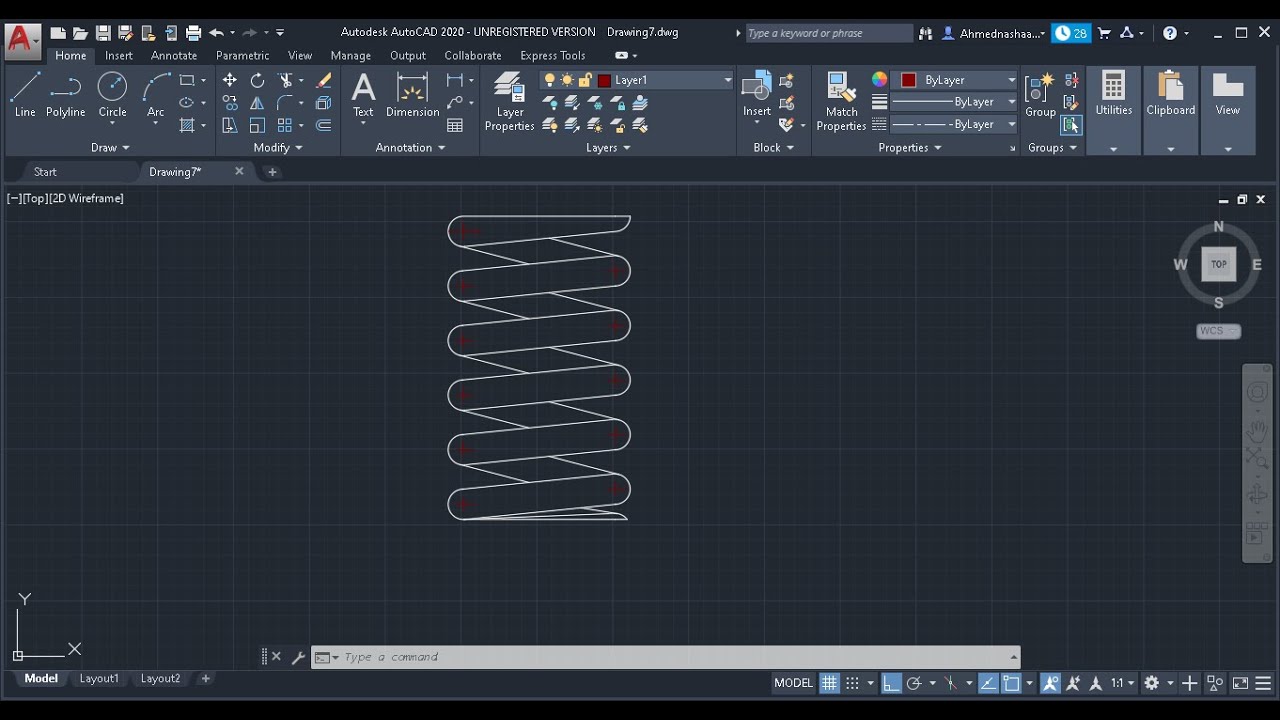 How to draw spring in easy way Autocad YouTube