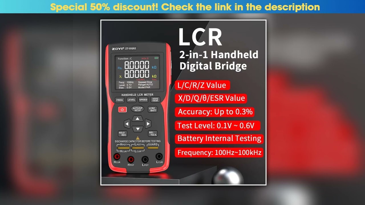 ZOYI HighPrecision Handheld Bridge ZTDQ02 LCR Lithium Battery Internal Resistance Meter 18650