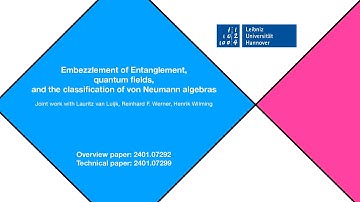 Alexander Stottmeister: Embezzlement of entanglement, quant. fields, and the classif. of v.N. alg.