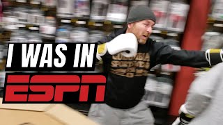 Sparring In Dick's Sporting Goods | Appearing in ESPN Magazine