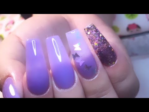 Lilac acrylic nails tutorial/ uñas acrílicas color lila con mariposas 🦋 -  thptnganamst.edu.vn