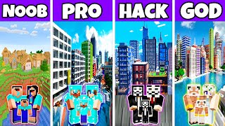 Minecraft: MODERN CITY BUILD CHALLENGE - NOOB vs PRO vs HACKER vs GOD in Minecraft