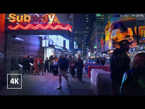 New York, United States | Times Square | Night City Walk 4K