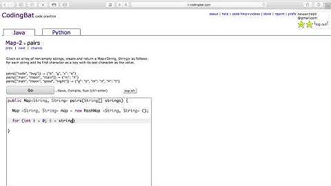 Map-2 (pairs) Java Tutorial || codingbat.com