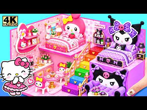Make Beautiful Hello Kitty House with Kuromi & My Melody has Rainbow Stairs ❤️ DIY Miniature House