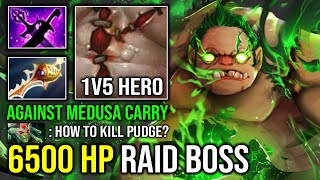 6500 HP RAID BOSS 1v5 Safelane Carry Pudge Unkillable AOE Rot Slow Max Heap Vs Medusa Carry Dota 2