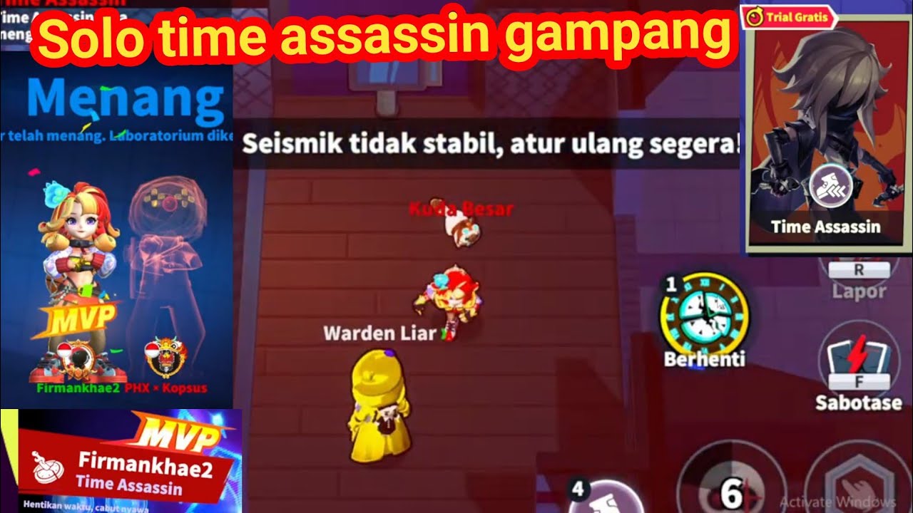 TIME ASSASSIN solo?? SIAPA TAKUT super sus indonesia - gameplay time ...
