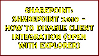 Celebrity Sharepoint: SharePoint 2010 - How to disable client integration (open with explorer) Net Worth