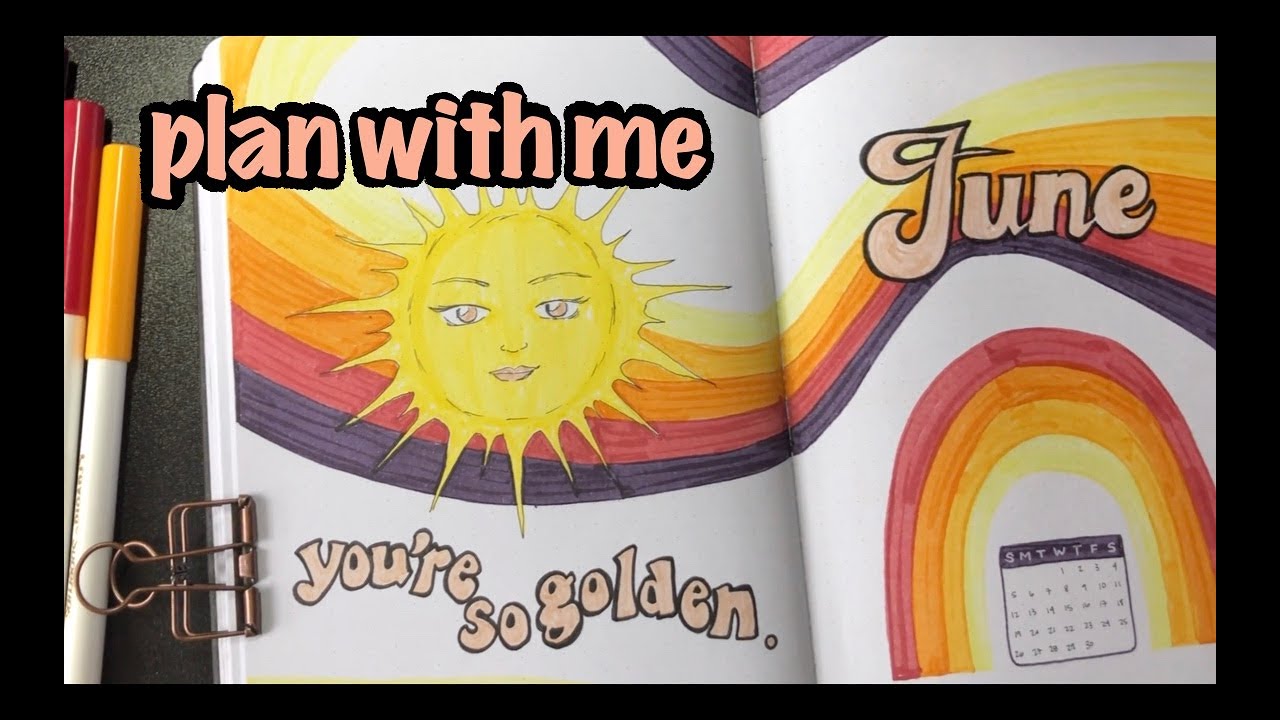 RETRO 70S THEME || PLAN WITH ME || BULLET JOURNAL SPREAD || JUNE 2022