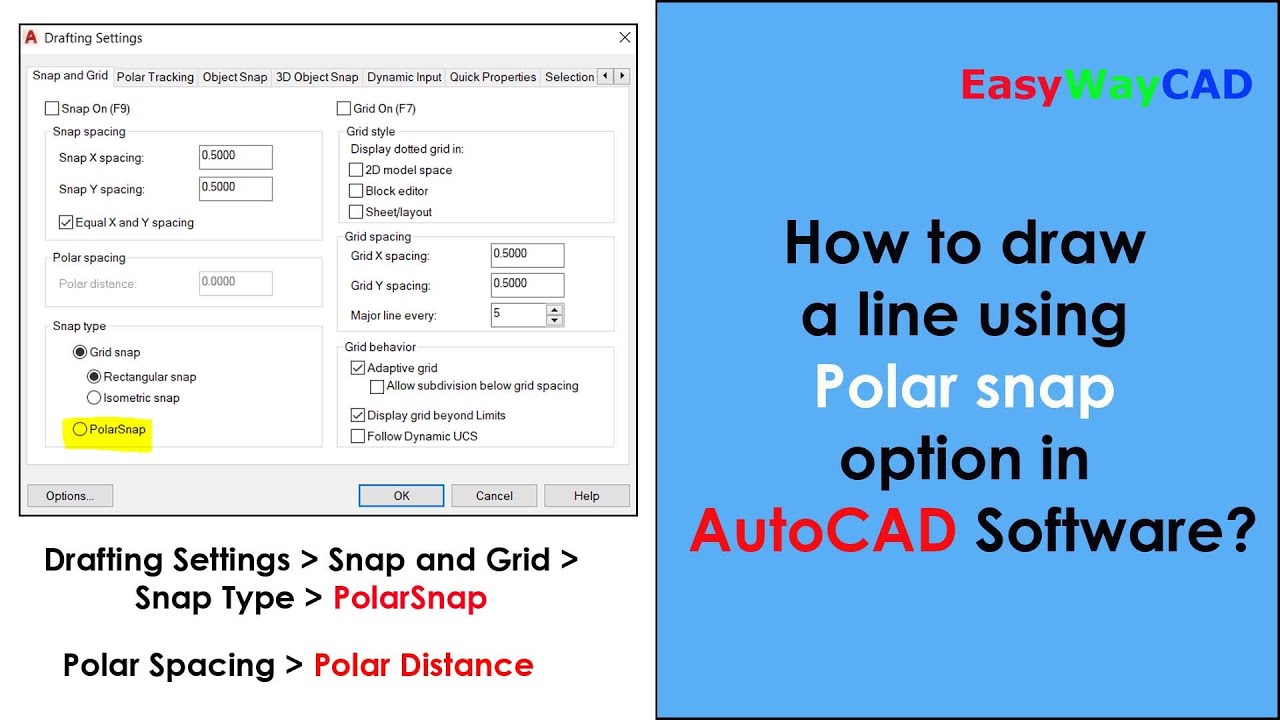 How to draw a line using Polar Snap in AutoCAD Software?