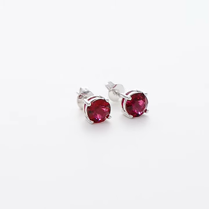 July (Ruby) Birthstone Earrings Created with Zircondia® Crystals by Philip Jones Jewellery