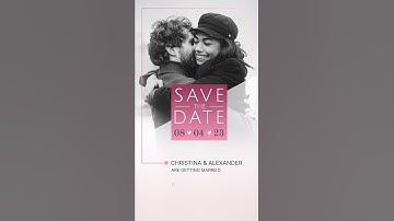 Minimalist Save the Date Video Invitation in White&Blush with your photo, Animated Wedding E Invite