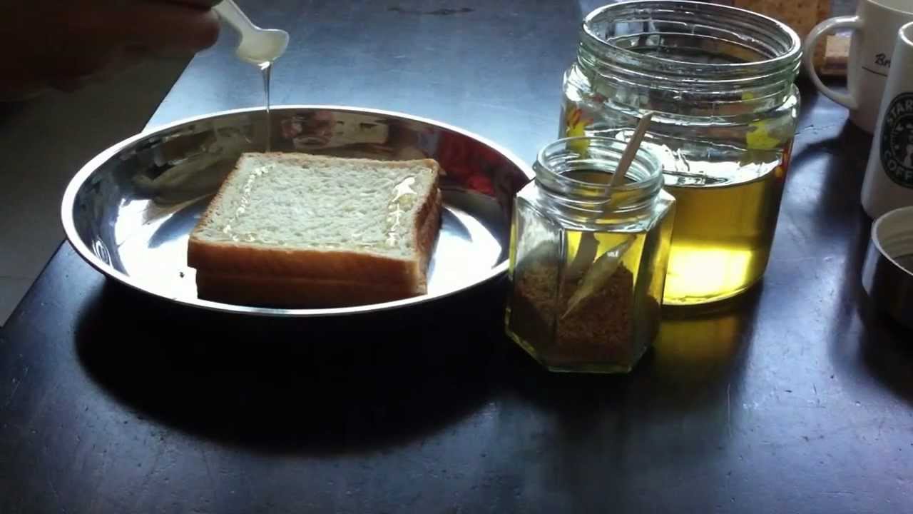 My breakfast = Bread + Acacia honey + Bee pollen - by Glen Bee Farm