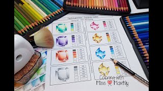 How to color FACETED GEMSTONES with Colored Pencils Prismacolor