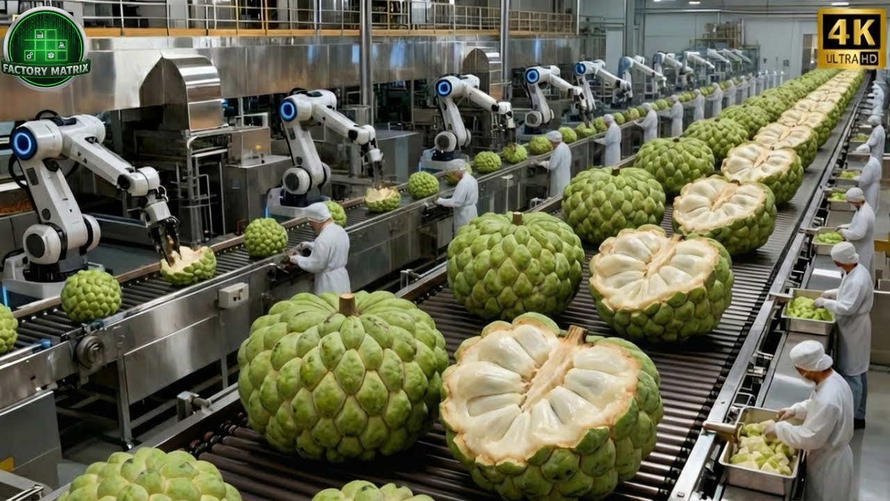 Inside a Modern Custard Apple Factory: From Whole Fruits to Creamy White Purée (Full Process)