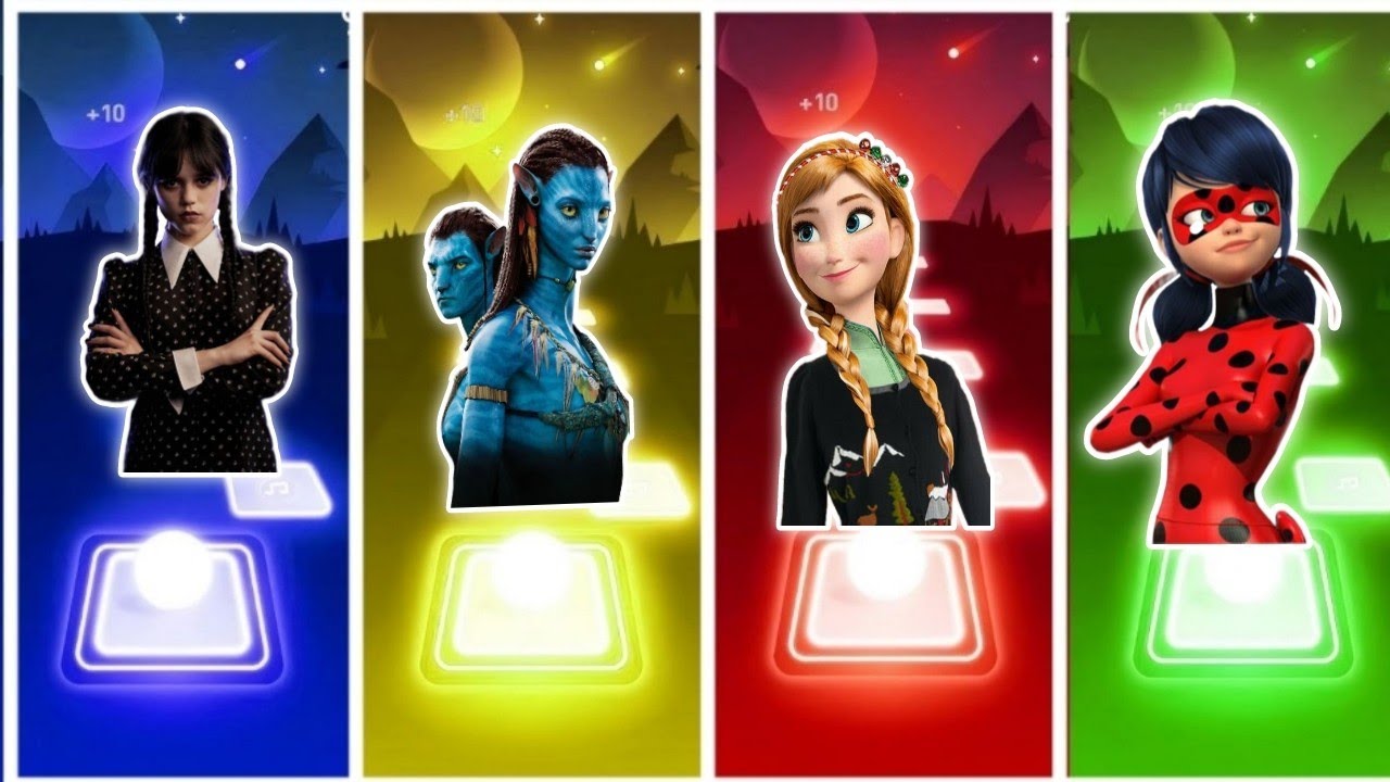 Wednesday VS Lady bug VS Fronze VS Avatar Tiles Hop EDM Rush Caffen Danse sog Cover 