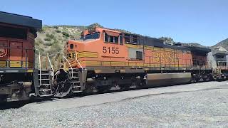 WB BNSF Port Stack/Baretables Train With BNSF Warbonnet In Cajon Pass Ca! #bigbossrailfanner