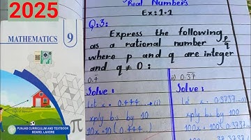 Exercise 1.1 Q No3  Class 9th Math New Book 2025 Punjab board | Ex 1.1 Class 9 New Book, #isbahishaq