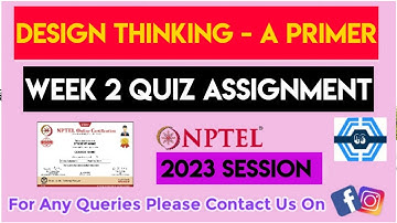 Design Thinking - A Primer Week 2 Quiz Assignment Solution | NPTEL 2023 | SWAYAM |