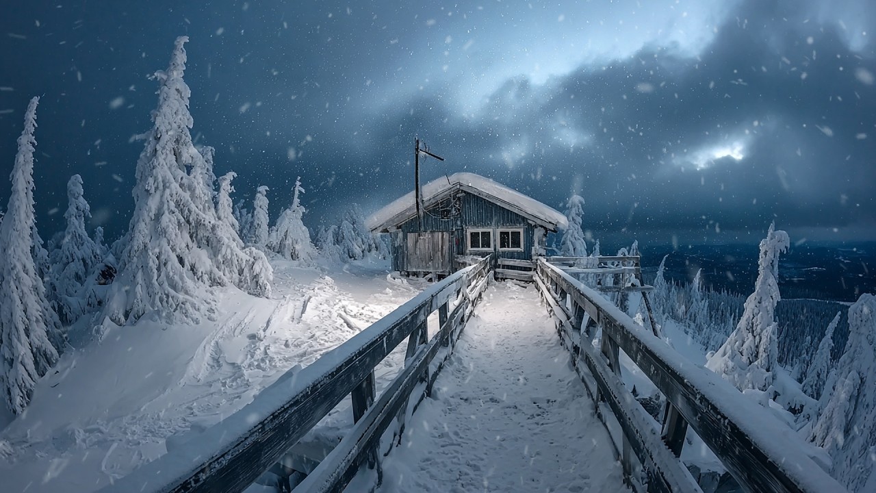 Intense Blizzard at a Cozy Forest Cabin | Howling Wind & Snowstorm ...