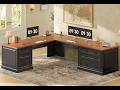 SEDETA Farmhouse 78.7" Executive L Shaped Desk with 6 Drawers, Home Office Desk with Power Outlet,
