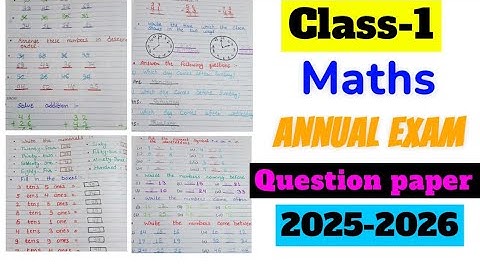 Class 1 Maths Annual Exam Question Paper 2025-26|Class 1 Maths Exam Paper|Class 1 Maths Worksheet