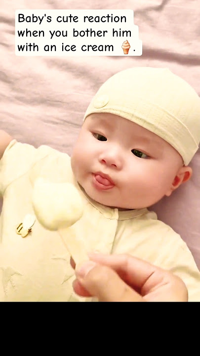 Baby's cute reaction when you bother him with an ice cream 🍦. #funny #baby