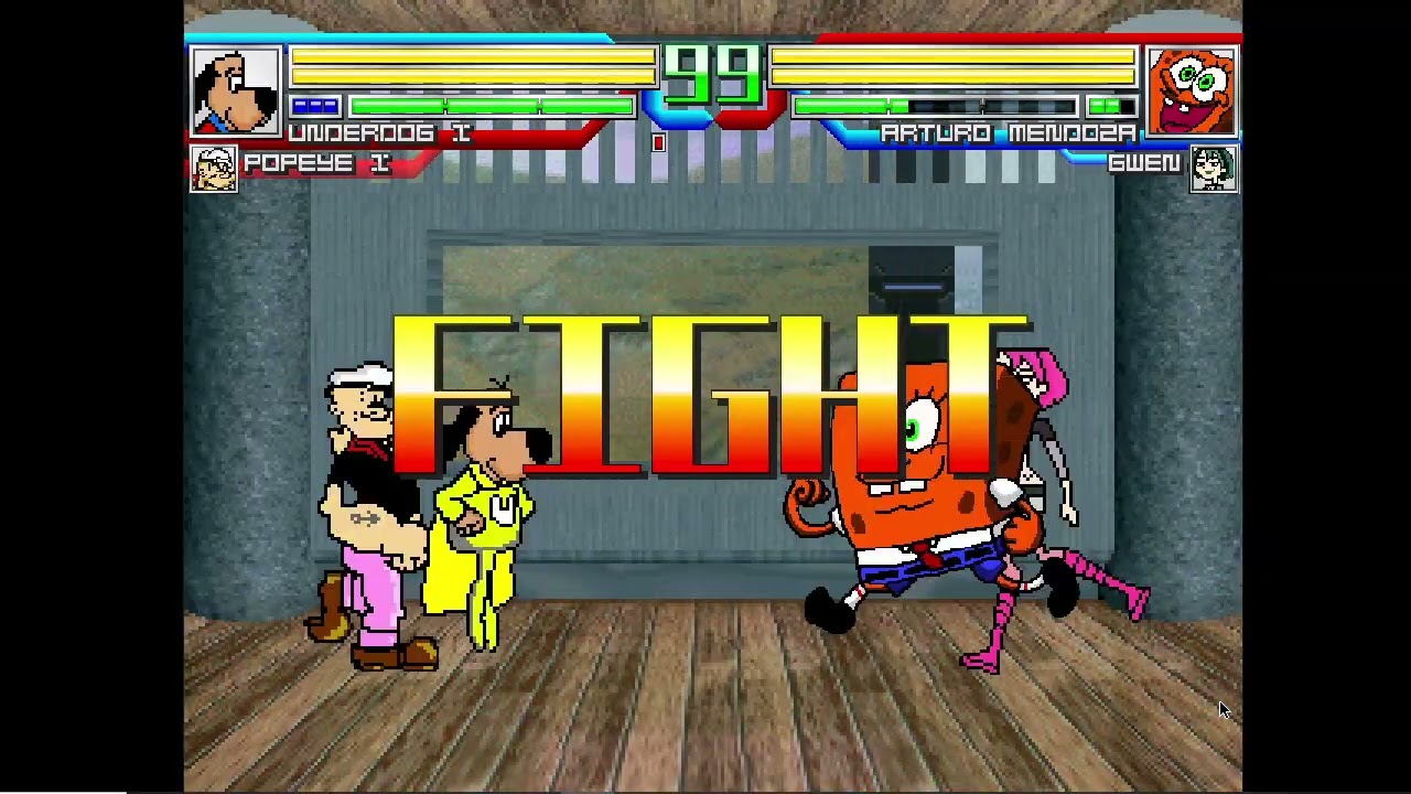 Mugen Battle #3190: Underdog X & Popeye X vs Arturo Mendoza & Gwen