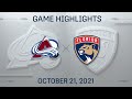 NHL Highlights | Avalanche vs. Panthers - Oct. 21, 2021