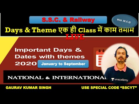 Important days and themes of 2020 | SSC CGL & CHSL 2020 | Unacademy SSC Exams | Gaurav Kumar Singh