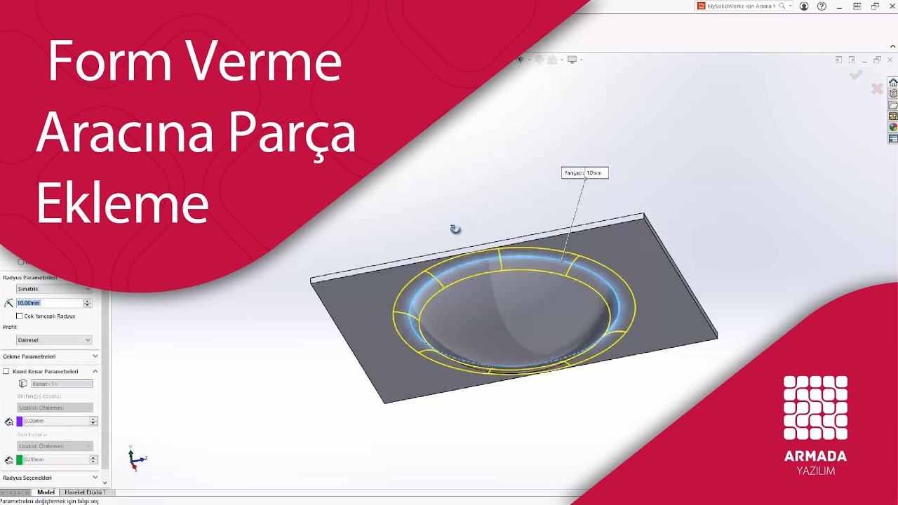 SOLIDWORKS Form Verme Aracına Parça Ekleme | Solidworks Sac Levha 'da ...