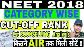 Category Wise CUT OFF Ranks Neet2018 COUNSELLING,NEET 2018 counselling cut off Rank Result