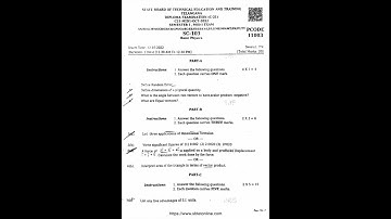 STATE  TELANGANA DIPLOMA C21-MID1-OCT-2022 SEMESTER I, MID-I EXAMBasic Physics