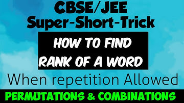 How to Find Rank Of words SURITI in dictionary With Repetition Allowed | Shorcut trick |Cbse/JEE