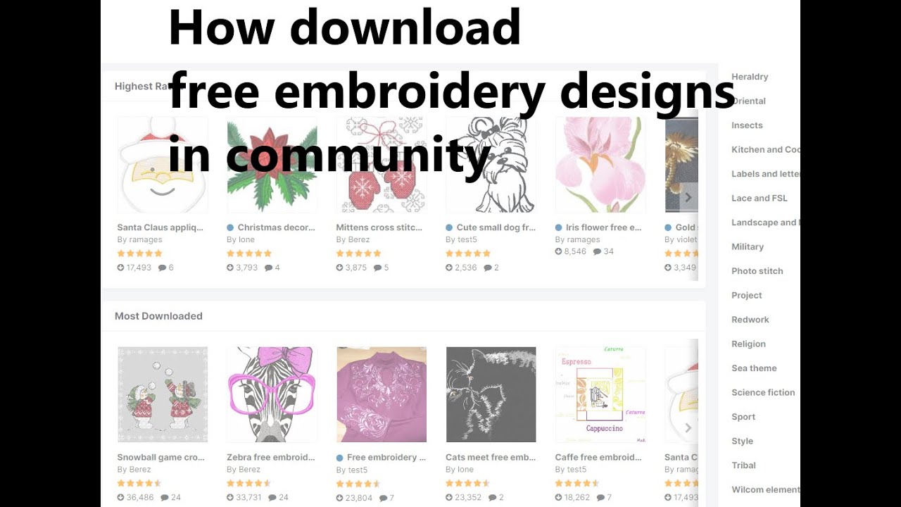 How download free embroidery designs in community