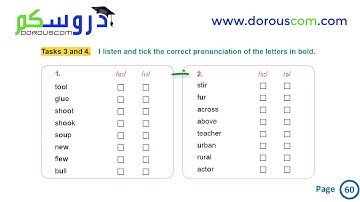 English 3 AM / sequence 2 / I pronounce : Tasks 3 and 4 / page 60