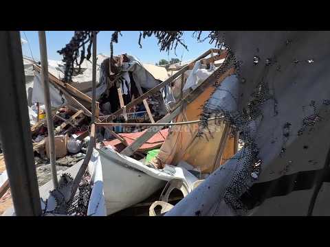 Aftermath shows destruction at Gaza City tent camp targeted in latest Israeli strikes