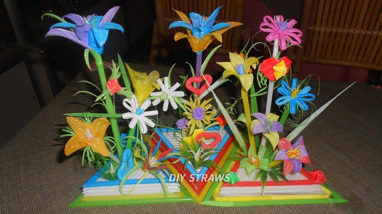 Những chậu hoa đẹp làm bằng ống hút - DIY Straw flowers