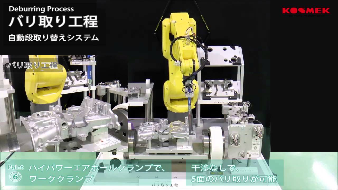 コスメック】ツールチェンジャーとパレット段替え・ロボットバリ取り 