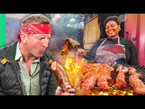 South Africa Street Food in Johannesburg!! Braai, Bread and Beef Head!!