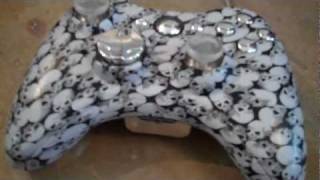 Hydrodipped Skulls controller with Chrome and Red LEDs