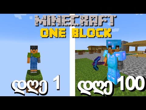 გადავრჩი 100 დღე ერთ ბლოკზე! ONE BLOCK Minecraft!