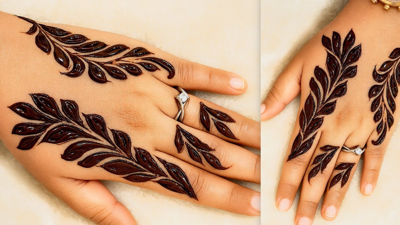 Beautiful Bold Leaves mehndi design for hands/latest trending mehndi designs/Beautiful simple mehndi