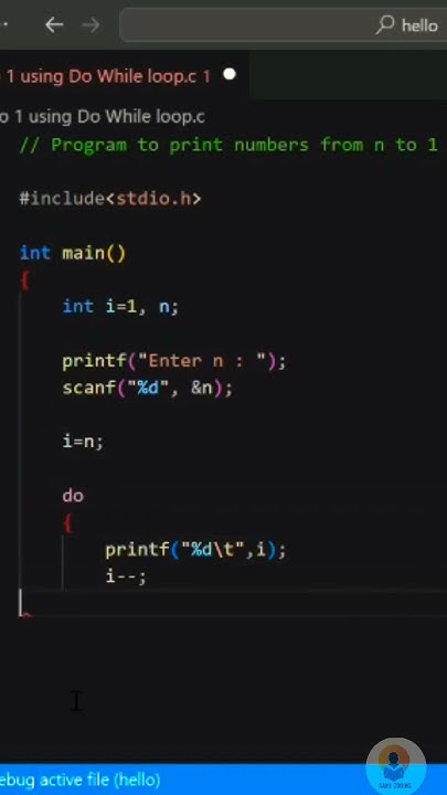 Program to print numbers from n to 1 using Do While loop #coder #viral ...