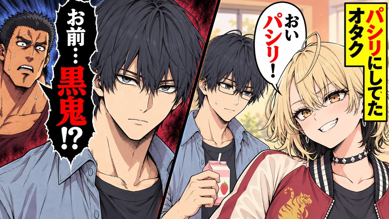 【漫画】「おいパシリ!」とこき使っていた地味なオタク。私を守るためメガネを外した瞬間、巨漢が震えだし…【スカッと】
