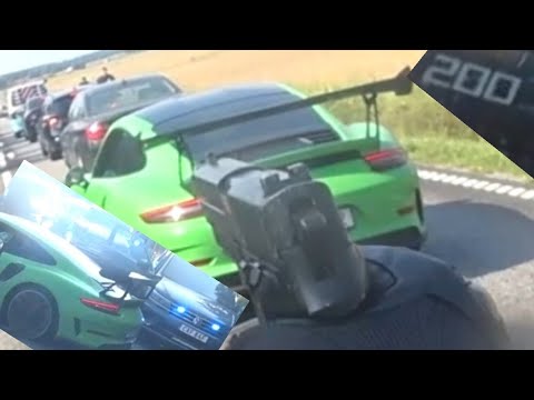 ⭐⭐⭐⭐⭐Insane Porsche GT3 RS Police Pursuit spike strips and 200+ km/h chase at gunpoint , arrested!